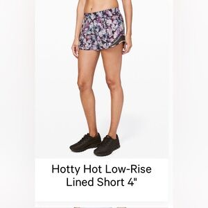 Lululemon Hotty Hot Short Low Rise 4” floral sz8
